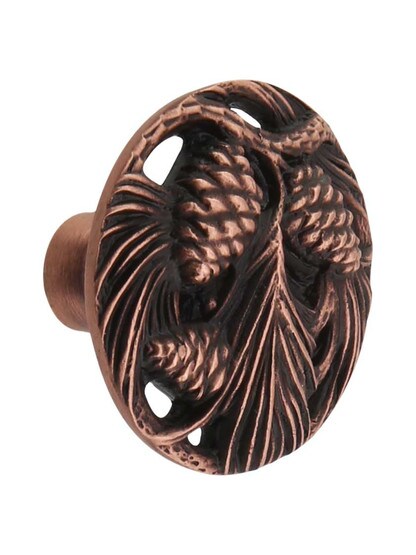 Cones and Boughs Cabinet Knob in Antique Copper.